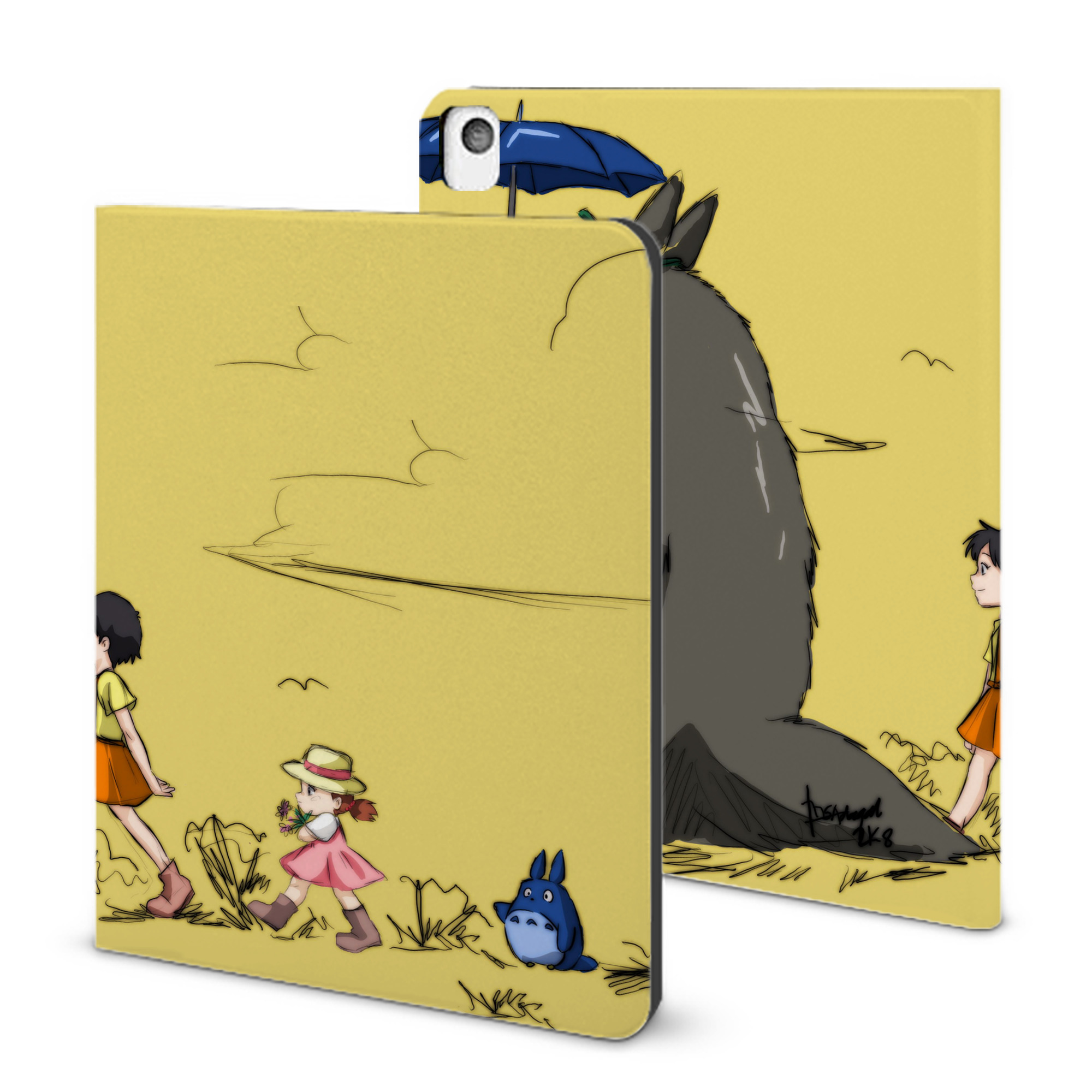 （画像用） となりのトトロ 草壁メイ 草壁サツキ My Neighbor Totoro Satsuki Kusakabe Mei Kusakabe IPadケース ペンホルダー付き ブックスタイルデザイン